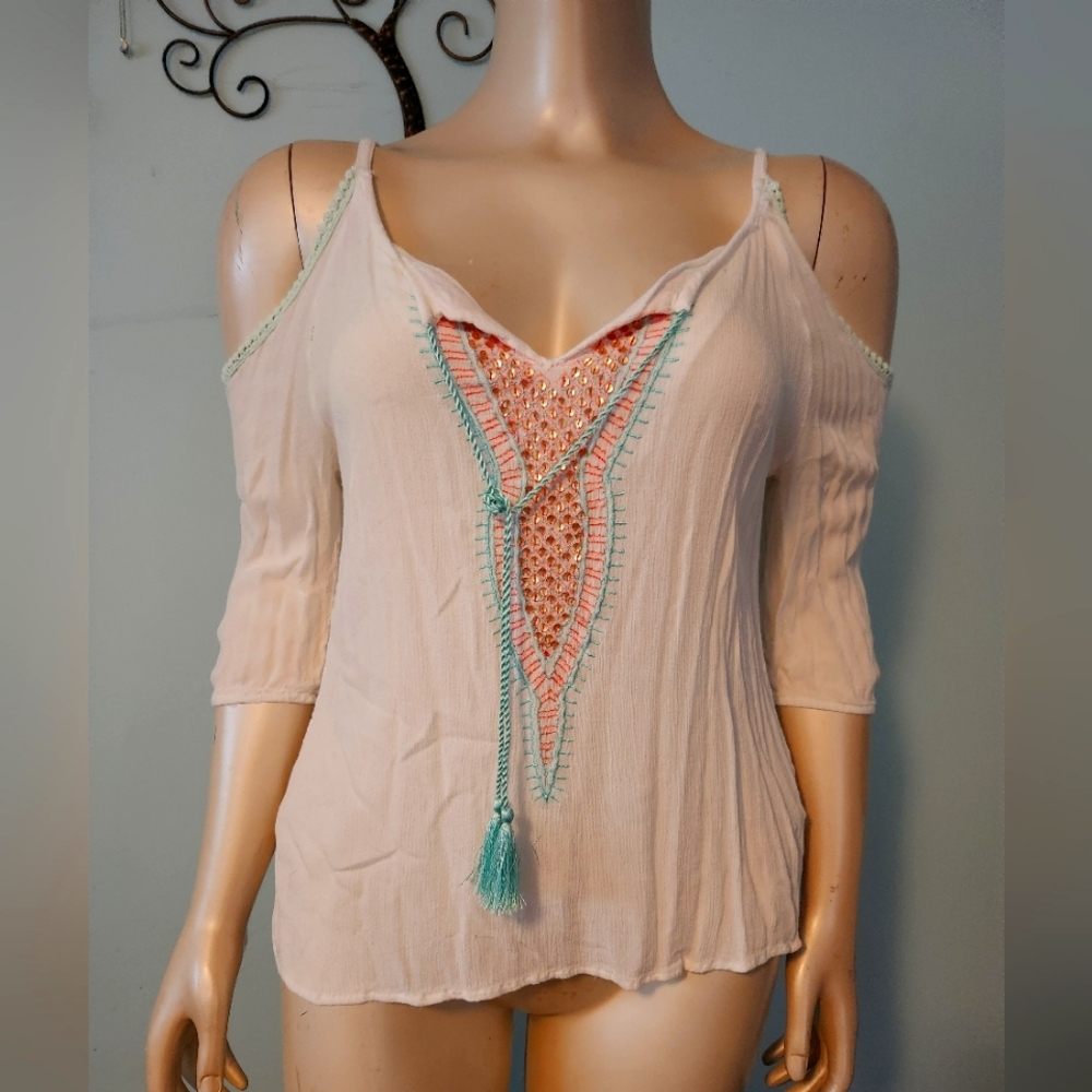 Peek a boo shoulder blouse